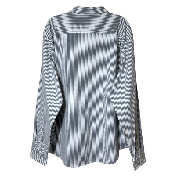 Old Navy Everyday Button Front Shirt Built-In-Flex Oxford Gray Stripe Mens XL - Picture 2 of 9